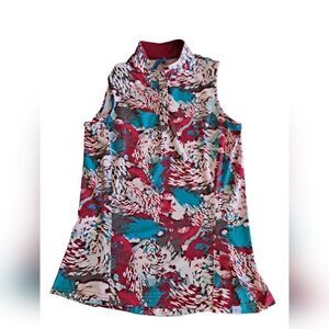 GG Blue Womens XS Sleeveless Golf Polo Snaps Blue Pink EUC